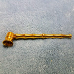 Small Long Gold Bamboo Smoking Pipe Tobacco Herb Portable Metal Travel Size
