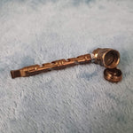 Small Bronze Deluxe Smoking Pipe Tobacco Herb Portable Metal Glass Travel Size