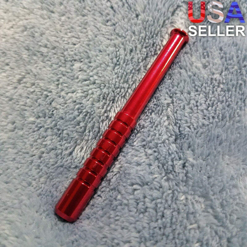 Small Red One Hitter Bat Smoking Pipe Tobacco Herb Portable Metal Pocket Size