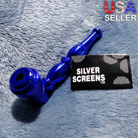 NEW Small Blue Stylish Smoking Pipe Tobacco Herb Portable Metal Pocket Size