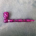 Small Purple Deluxe Smoking Pipe Tobacco Herb Portable Metal Glass Travel Size