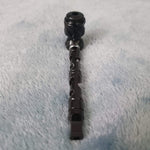 Small Black Deluxe Smoking Pipe Tobacco Herb Portable Metal Glass Travel Size