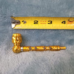 Small Gold Deluxe Smoking Pipe Tobacco Herb Portable Metal Glass Travel Size