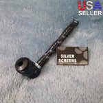 Small Black Deluxe Smoking Pipe Tobacco Herb Portable Metal Glass Travel Size