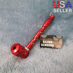 Small Red Deluxe Smoking Pipe Tobacco Herb Portable Metal Glass Travel Size