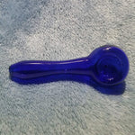Small Sapphire Blue Smoking Pipe Tobacco Herb Portable Glass Spoon Pocket Size