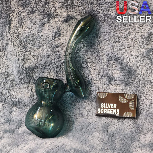 Small Elegant Misty Green Water Pipe Tobacco Smoking Herb Glass Travel Size
