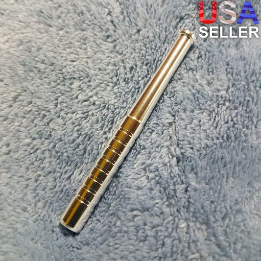 Small Silver One Hitter Bat Smoking Pipe Tobacco Herb Portable Metal Pocket Size