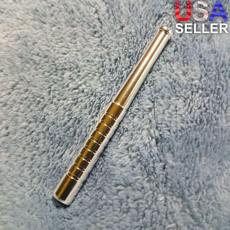 Small Silver One Hitter Bat Smoking Pipe Tobacco Herb Portable Metal Pocket Size