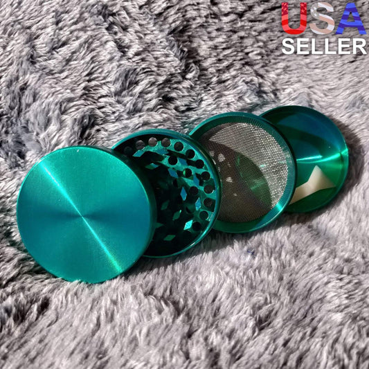 50mm Small Green 4 Piece Tobacco Herb Grinder Portable Metal Travel Size