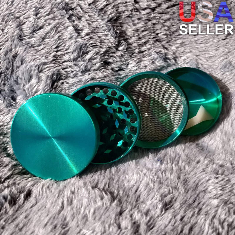 50mm Small Green 4 Piece Tobacco Herb Grinder Portable Metal Travel Size