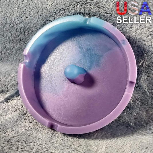 NEW Unique Random Color Silicone Ash Tray Smoking Tobacco Herb Round Bowl Tap