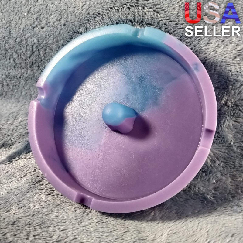 NEW Unique Random Color Silicone Ash Tray Smoking Tobacco Herb Round Bowl Tap