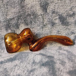 Small Elegant Amber Red Water Pipe Tobacco Smoking Herb Glass Travel Size