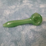 Small Olive Green Smoking Pipe Tobacco Herb Portable Glass Spoon Pocket Size