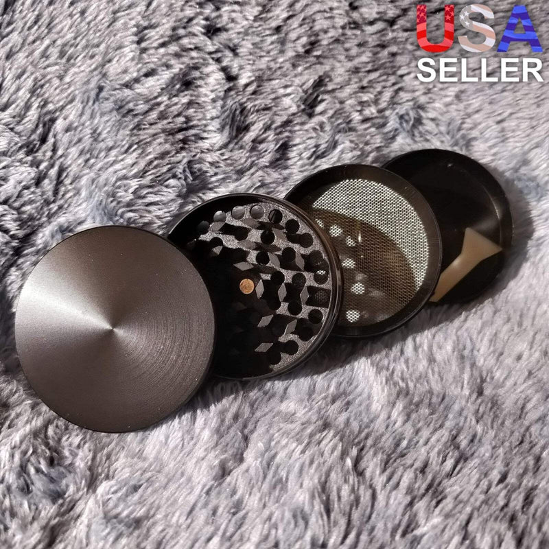 50mm Small Black 4 Piece Tobacco Herb Grinder Portable Metal Travel Size