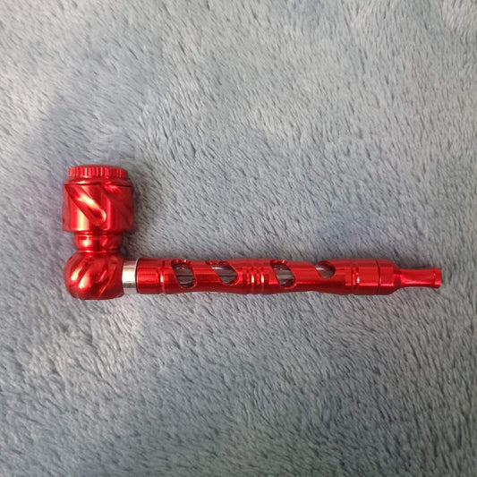 Small Red Deluxe Smoking Pipe Tobacco Herb Portable Metal Glass Travel Size