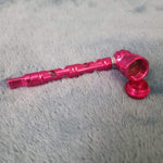 Small Pink Deluxe Smoking Pipe Tobacco Herb Portable Metal Glass Travel Size