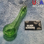 Small Emerald Green Smoking Pipe Tobacco Herb Portable Glass Spoon Pocket Size