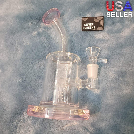 Small Premium Rosey Pink Water Pipe Tobacco Smoking Herb Glass Travel Size