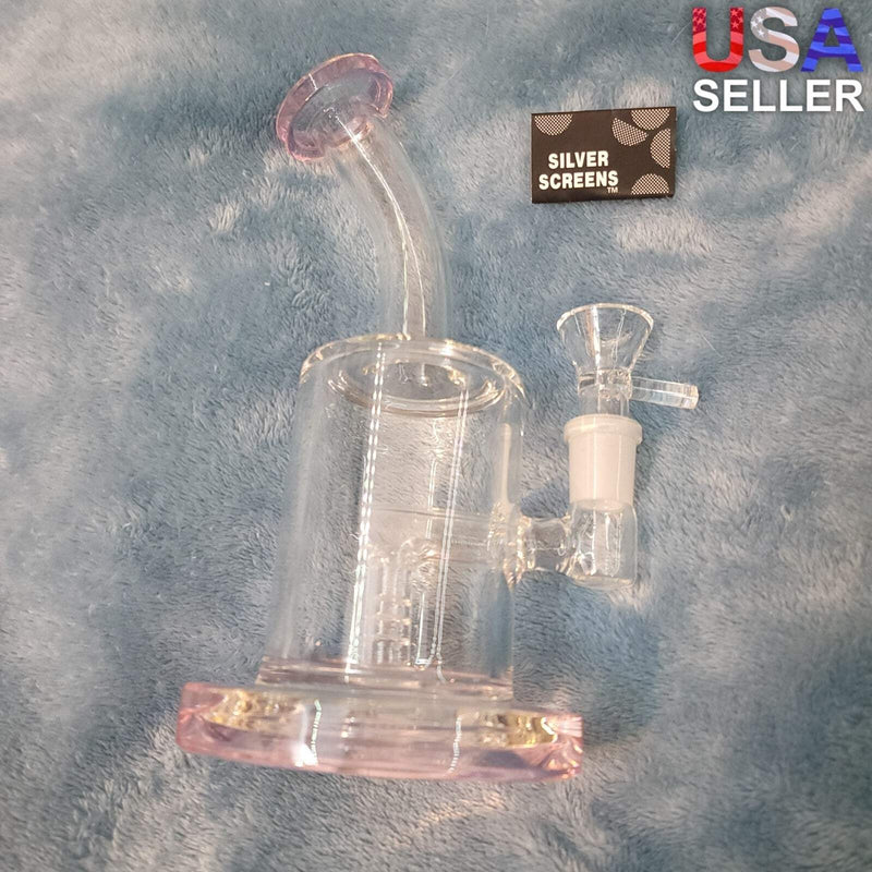 Small Premium Rosey Pink Water Pipe Tobacco Smoking Herb Glass Travel Size