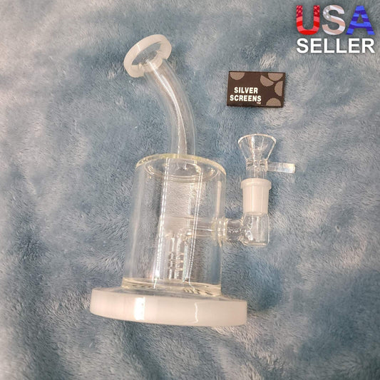 Small Premium Pearly White Water Pipe Tobacco Smoking Herb Glass Travel Size