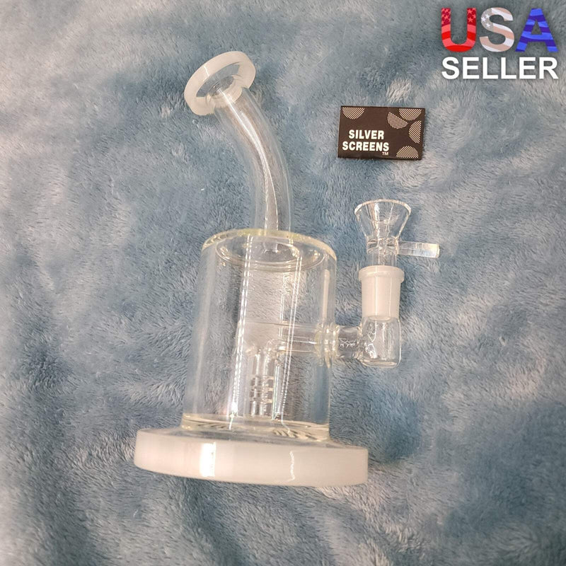 Small Premium Pearly White Water Pipe Tobacco Smoking Herb Glass Travel Size