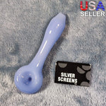 Small Sky Blue Smoking Pipe Tobacco Herb Portable Glass Spoon Pocket Size