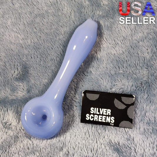 Small Sky Blue Smoking Pipe Tobacco Herb Portable Glass Spoon Pocket Size