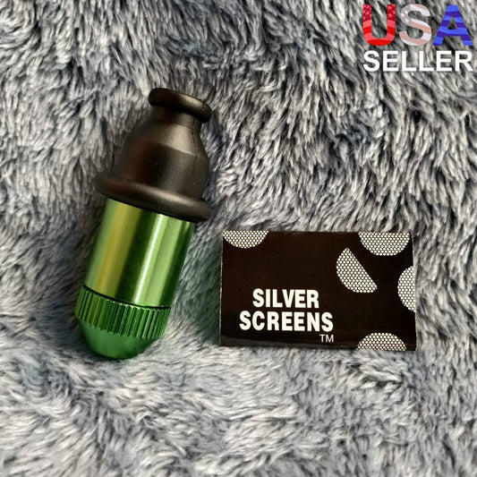 Small Flared Green Bullet Smoking Pipe Tobacco Herb Portable Metal Travel Size
