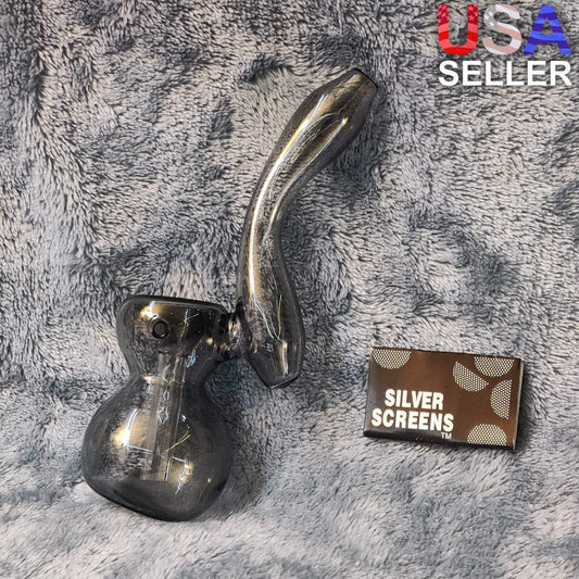 Small Elegant Smokey Black Water Pipe Tobacco Smoking Herb Glass Travel Size