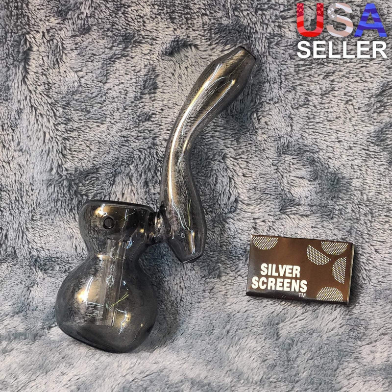 Small Elegant Smokey Black Water Pipe Tobacco Smoking Herb Glass Travel Size