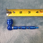Small Blue Deluxe Smoking Pipe Tobacco Herb Portable Metal Glass Travel Size