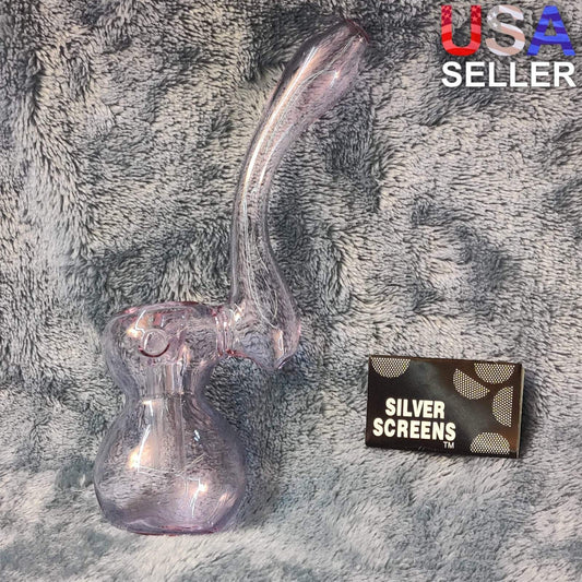 Small Elegant Lavender Purple Water Pipe Tobacco Smoking Herb Glass Travel Size