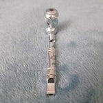 Small Silver Deluxe Smoking Pipe Tobacco Herb Portable Metal Glass Travel Size