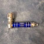 Small Blue Luxury Metal Smoking Pipe Tobacco Herb Silver Portable Pocket Size