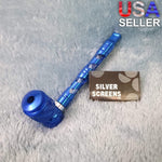 Small Blue Deluxe Smoking Pipe Tobacco Herb Portable Metal Glass Travel Size