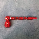 Small Red Deluxe Smoking Pipe Tobacco Herb Portable Metal Glass Travel Size