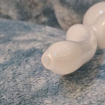 Small Elegant Pearl White Water Pipe Tobacco Smoking Herb Glass Travel Size