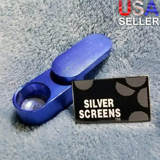 NEW Small Blue Foldable Smoking Pipe Tobacco Herb Portable Metal Pocket Size