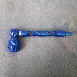 Small Blue Deluxe Smoking Pipe Tobacco Herb Portable Metal Glass Travel Size