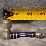 Small Blue Luxury Metal Smoking Pipe Tobacco Herb Silver Portable Pocket Size