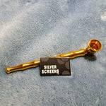 Small Long Gold Bamboo Smoking Pipe Tobacco Herb Portable Metal Travel Size