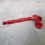 Small Red Deluxe Smoking Pipe Tobacco Herb Portable Metal Glass Travel Size